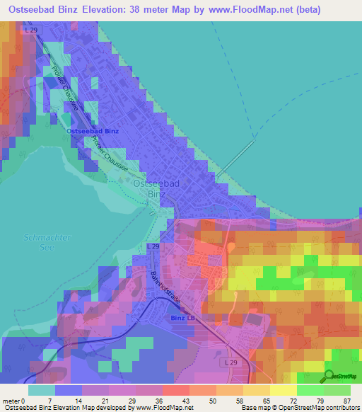 Ostseebad Binz,Germany Elevation Map