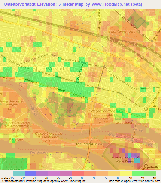 Ostertorvorstadt,Germany Elevation Map