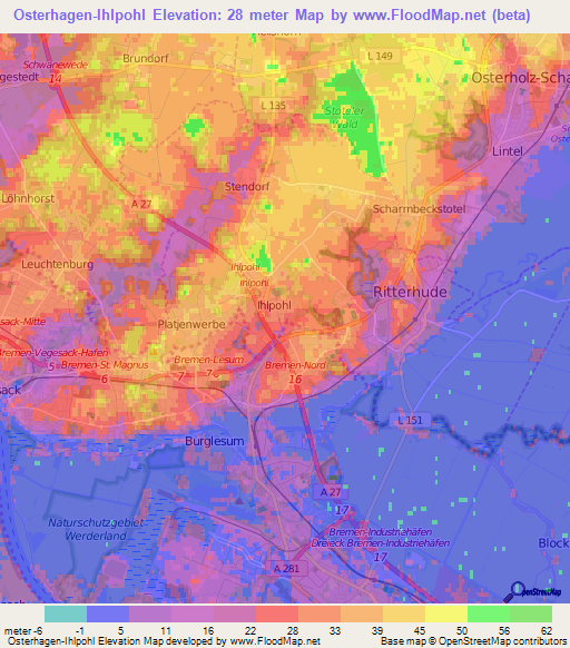 Osterhagen-Ihlpohl,Germany Elevation Map