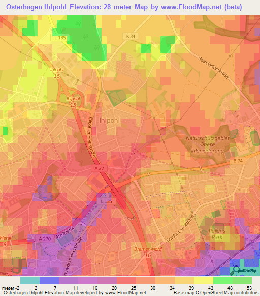 Osterhagen-Ihlpohl,Germany Elevation Map