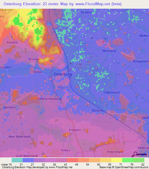 Osterburg,Germany Elevation Map