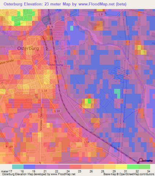 Osterburg,Germany Elevation Map