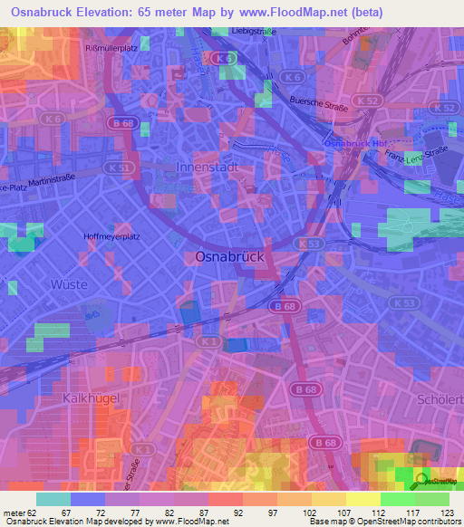 Osnabruck,Germany Elevation Map