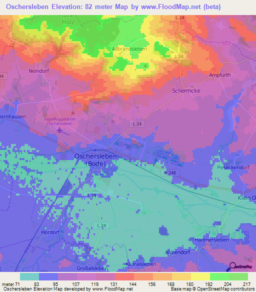 Oschersleben,Germany Elevation Map