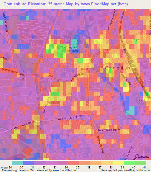 Oranienburg,Germany Elevation Map