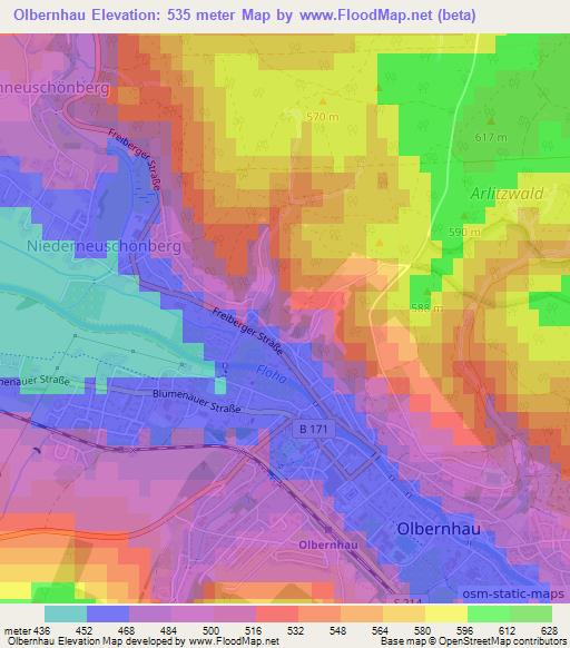 Olbernhau,Germany Elevation Map