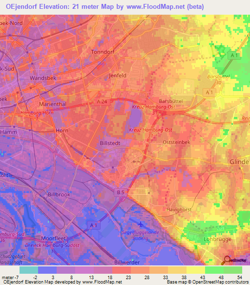 OEjendorf,Germany Elevation Map