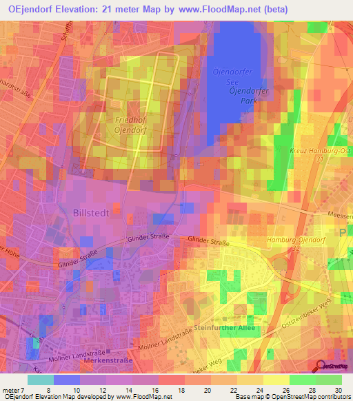 OEjendorf,Germany Elevation Map