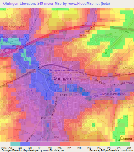 Ohringen,Germany Elevation Map