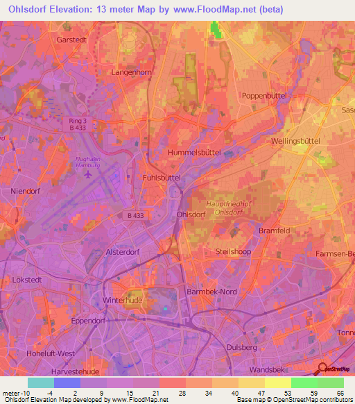 Ohlsdorf,Germany Elevation Map