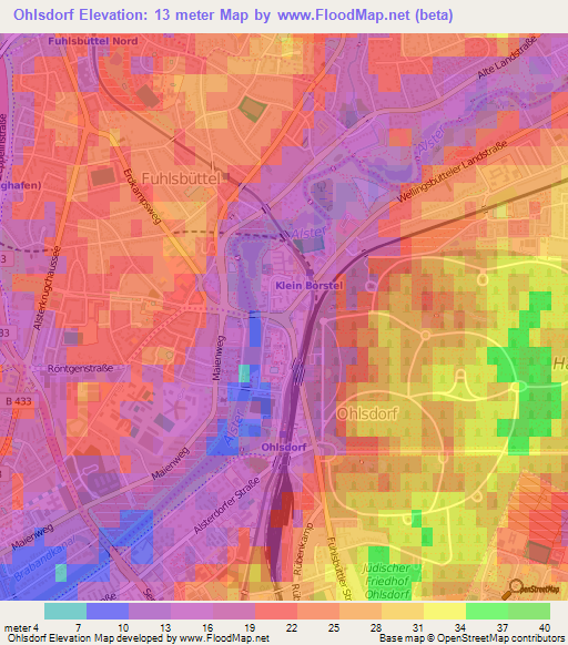 Ohlsdorf,Germany Elevation Map