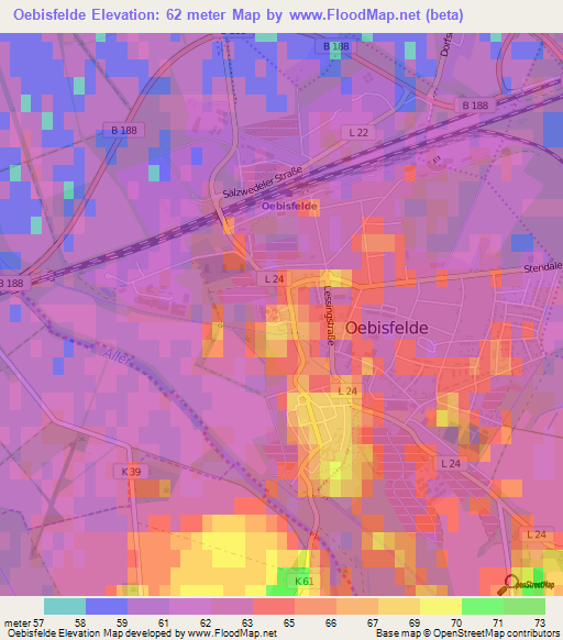 Oebisfelde,Germany Elevation Map