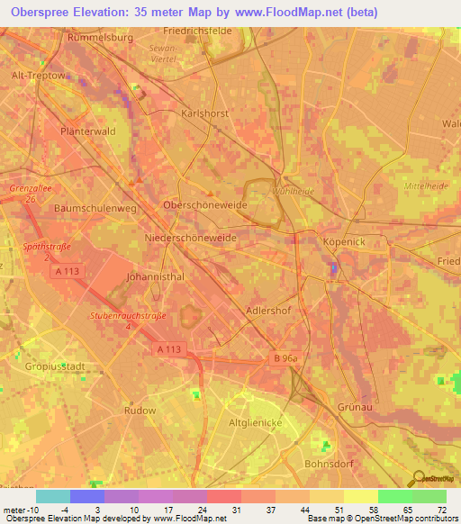 Oberspree,Germany Elevation Map