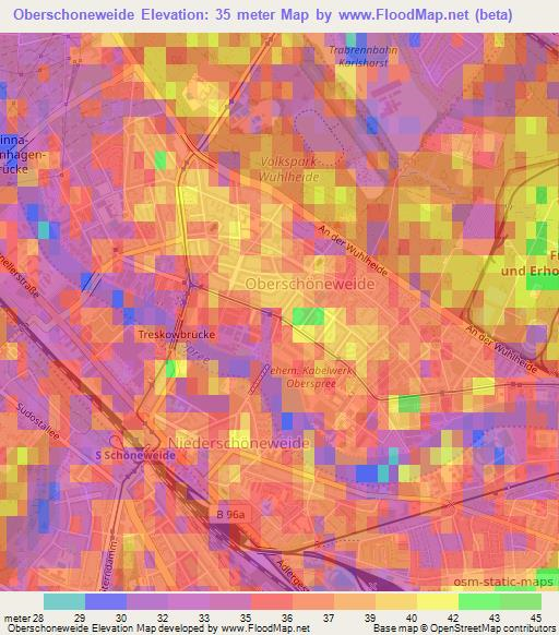 Oberschoneweide,Germany Elevation Map