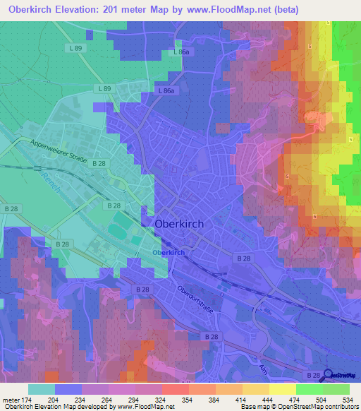 Oberkirch,Germany Elevation Map