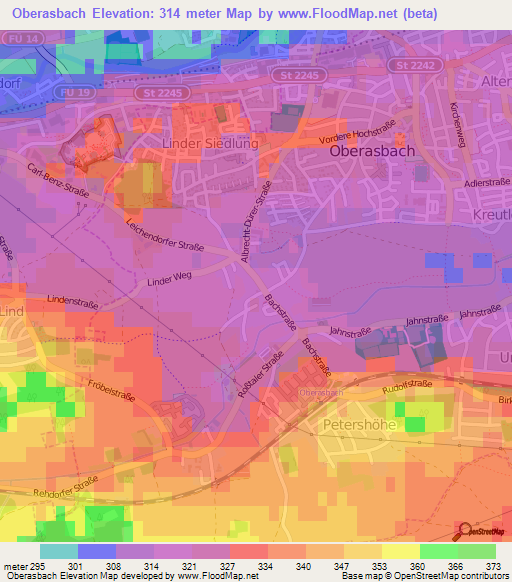 Oberasbach,Germany Elevation Map