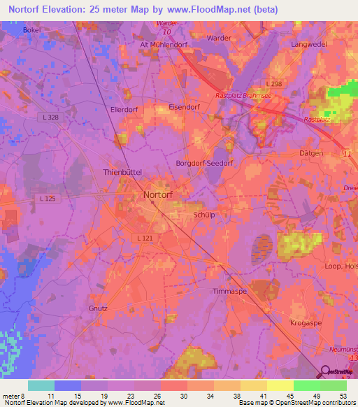 Nortorf,Germany Elevation Map