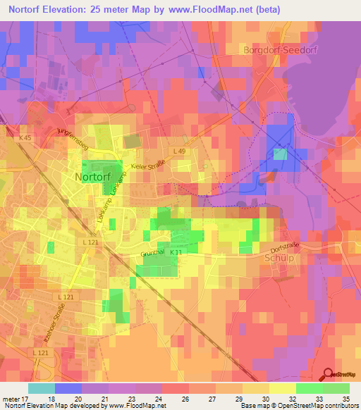 Nortorf,Germany Elevation Map