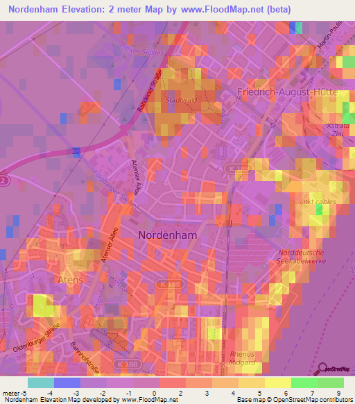 Nordenham,Germany Elevation Map