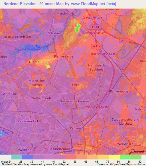 Nordend,Germany Elevation Map
