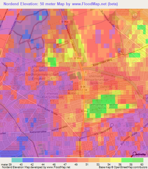 Nordend,Germany Elevation Map