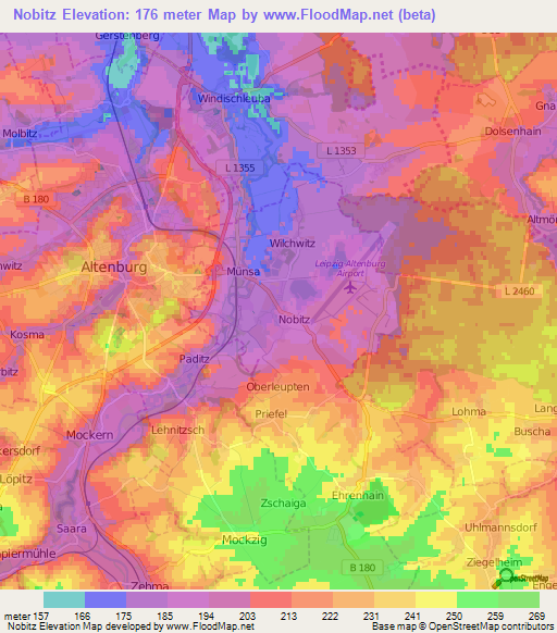 Nobitz,Germany Elevation Map