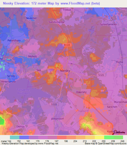 Niesky,Germany Elevation Map