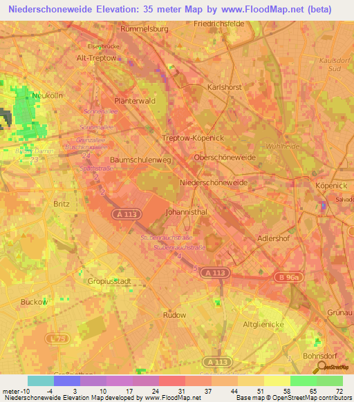 Niederschoneweide,Germany Elevation Map