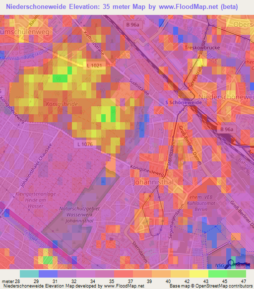 Niederschoneweide,Germany Elevation Map