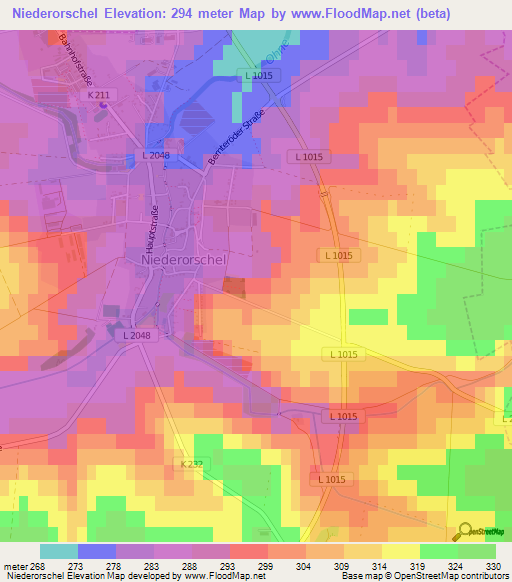 Niederorschel,Germany Elevation Map