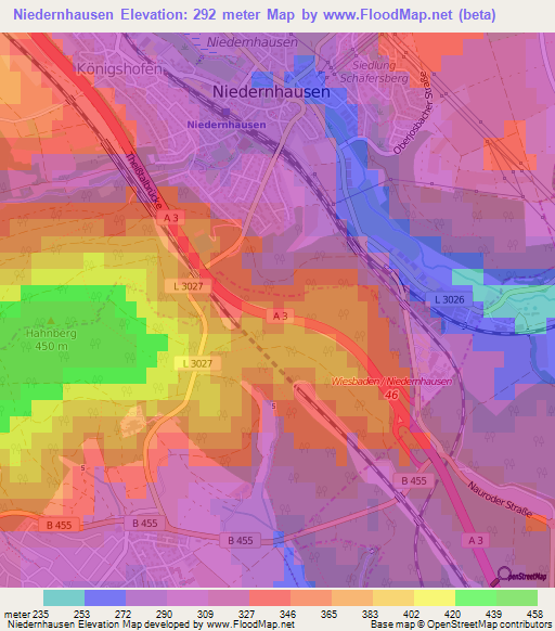 Niedernhausen,Germany Elevation Map