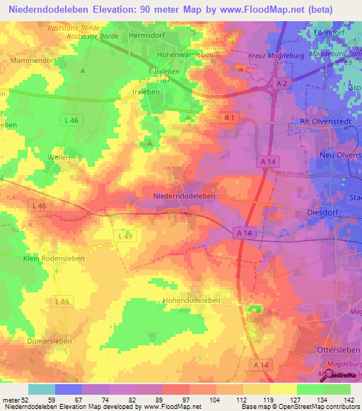 Niederndodeleben,Germany Elevation Map