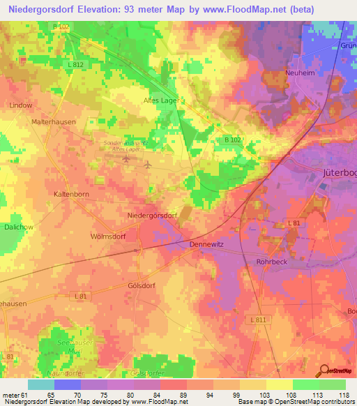 Niedergorsdorf,Germany Elevation Map