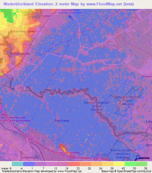 Niederblockland,Germany Elevation Map