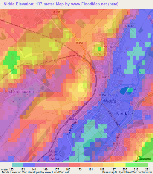 Nidda,Germany Elevation Map