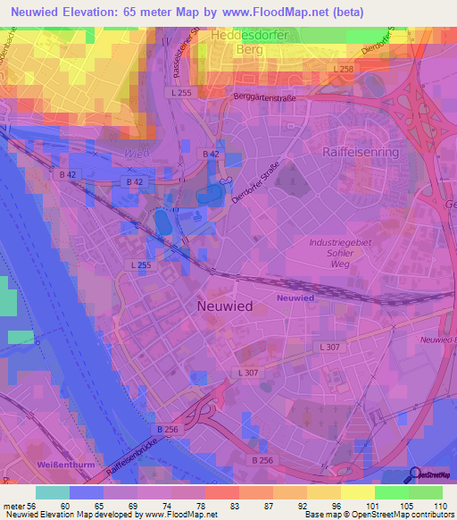 Neuwied,Germany Elevation Map