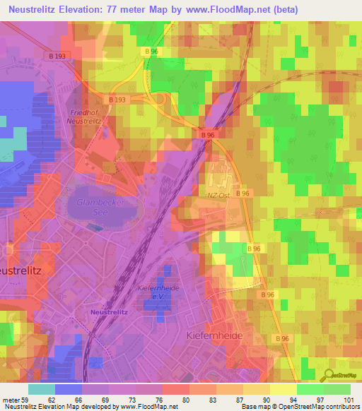 Neustrelitz,Germany Elevation Map