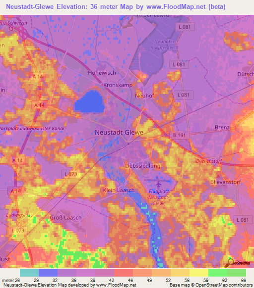 Neustadt-Glewe,Germany Elevation Map