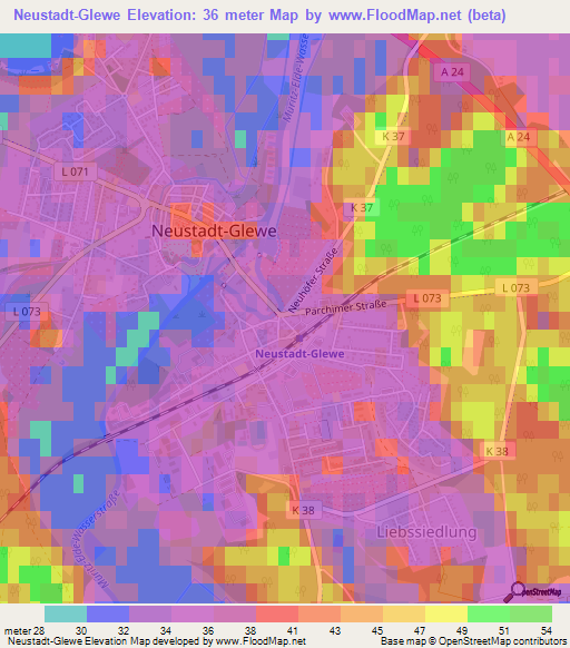 Neustadt-Glewe,Germany Elevation Map