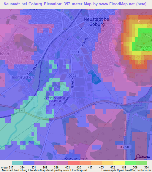 Neustadt bei Coburg,Germany Elevation Map