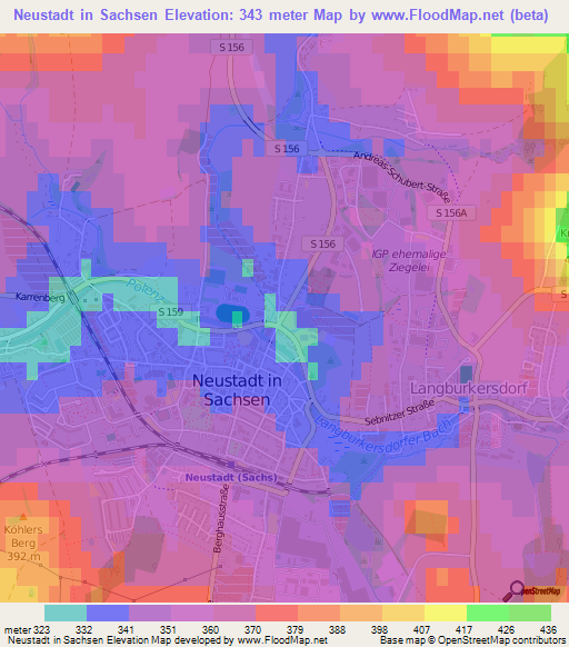 Neustadt in Sachsen,Germany Elevation Map