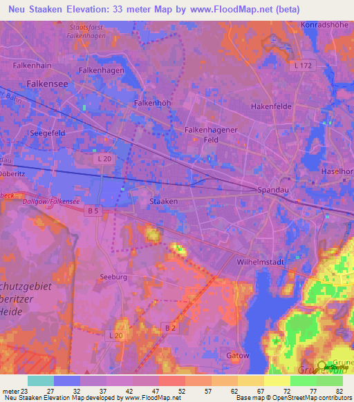 Neu Staaken,Germany Elevation Map