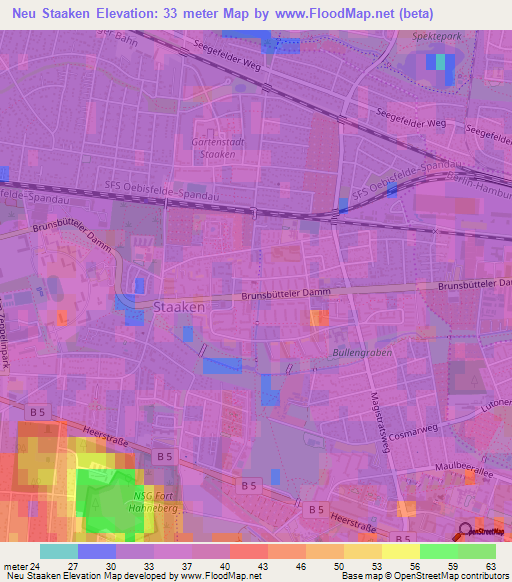 Neu Staaken,Germany Elevation Map