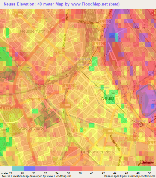 Neuss,Germany Elevation Map