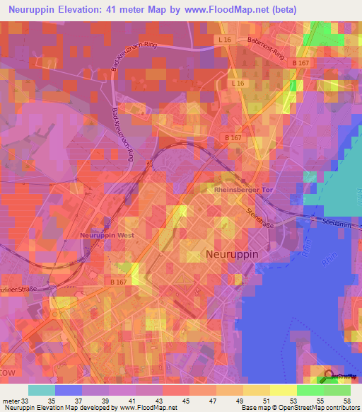 Neuruppin,Germany Elevation Map