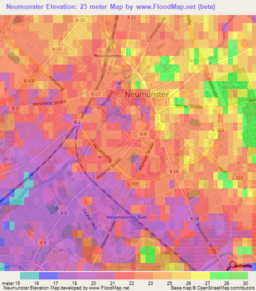 Neumunster,Germany Elevation Map