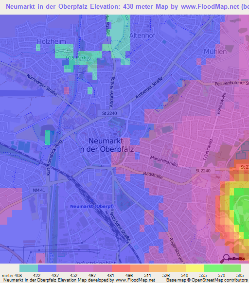 Neumarkt in der Oberpfalz,Germany Elevation Map