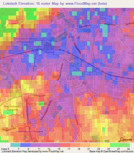 Lokstedt,Germany Elevation Map