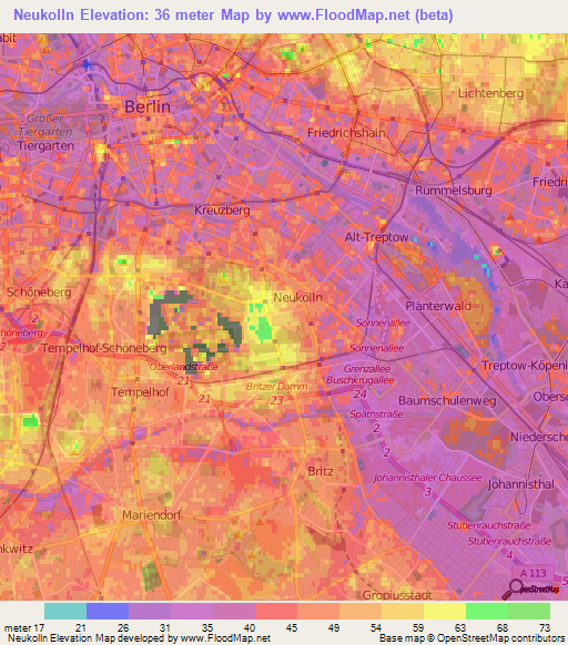 Neukolln,Germany Elevation Map