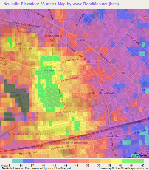 Neukolln,Germany Elevation Map